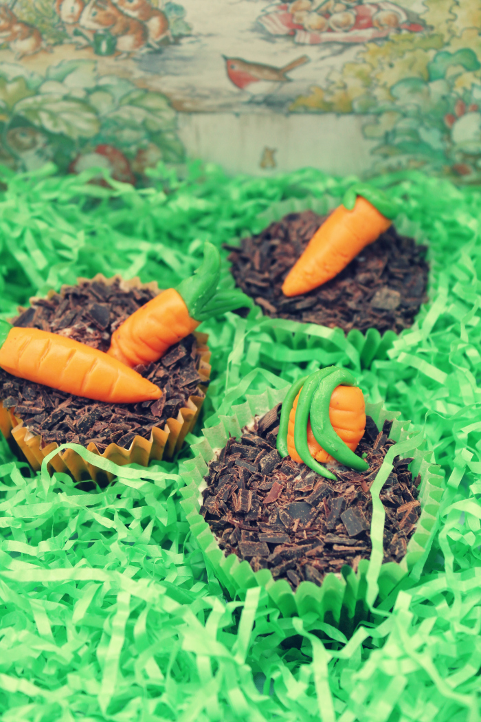 Easy Recipes - Mr McGregor’s Mud Carrot Cake Cupcakes close up view