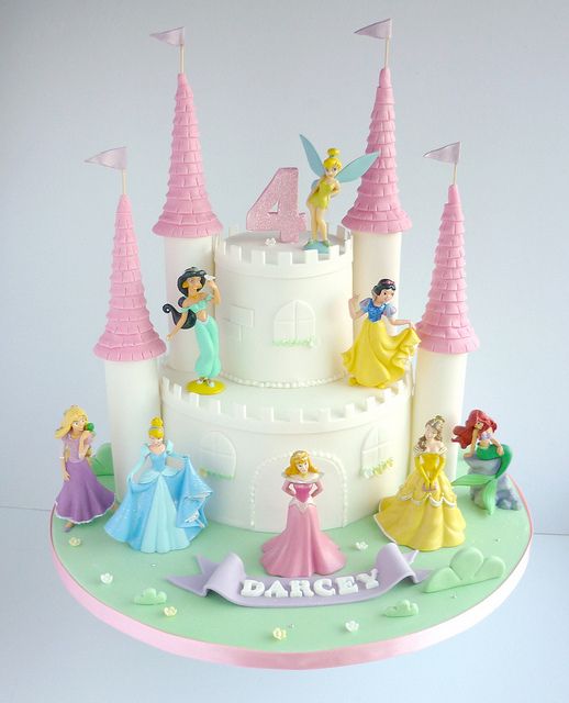 Disney Princesses castle birthday cake